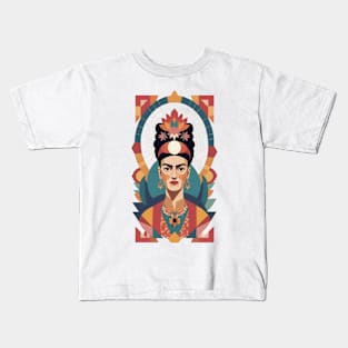 Frida's Chromatic Flourish: Colorful Illustration Kids T-Shirt